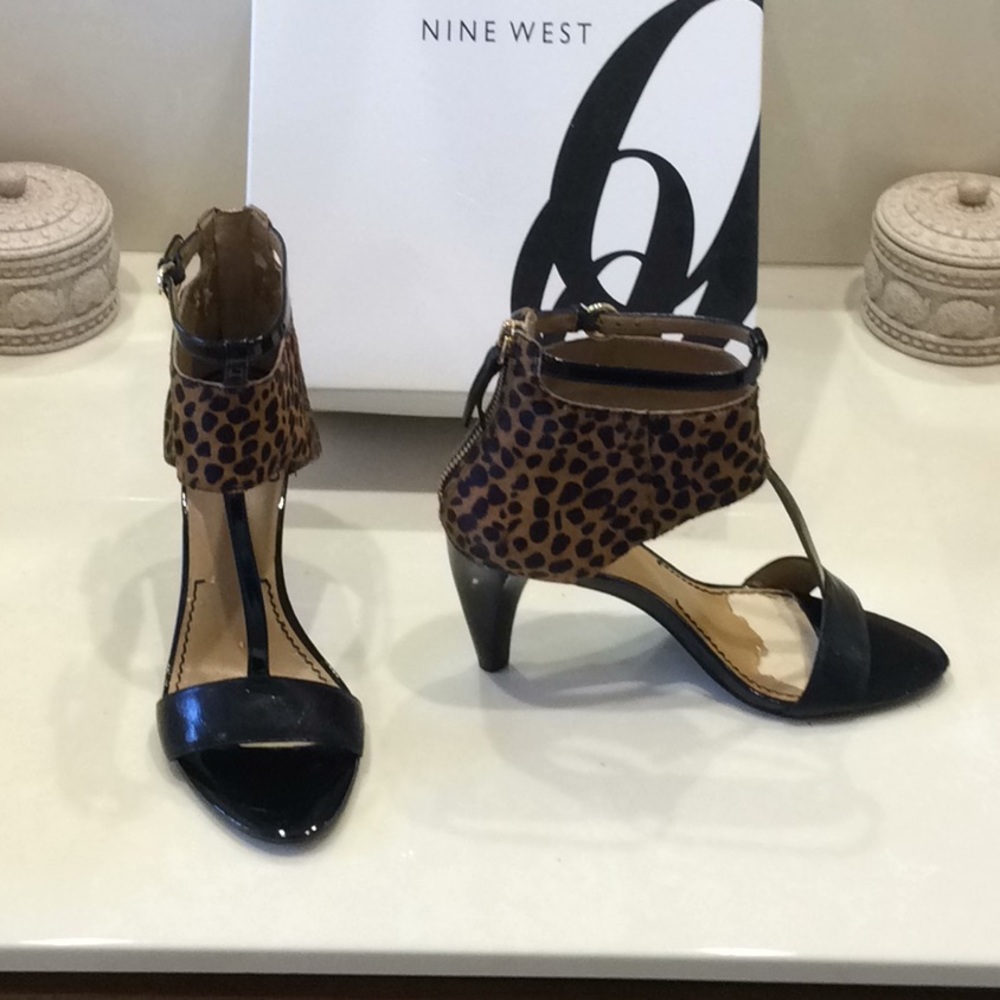 Nine West 3” inch heel cow leather real fur